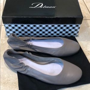 Delman leather taupe ballet flats